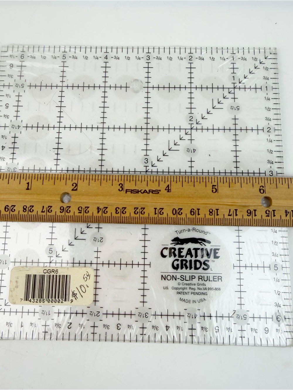 Creative Grids 6.5 Inch Square Ruler Non-Slip Acrylic Quilting Crafting New - Picture 4 of 4